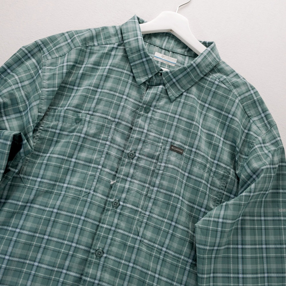 Columbia Silver Ridge Plaid Long Sleeve Shirt Blue Green XL UPF 40 AM3599 - Picture 2 of 14